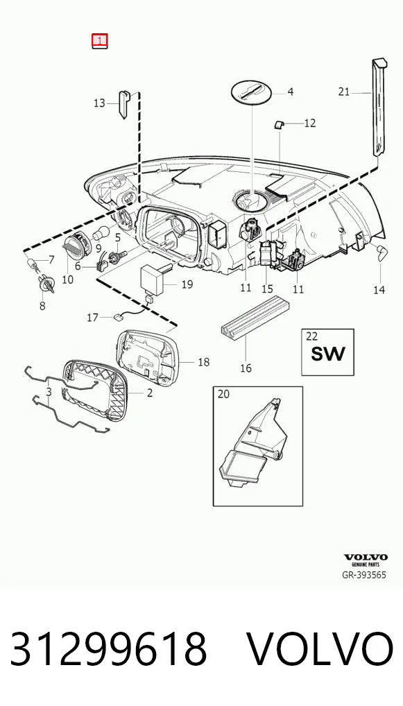 Faro derecho 31299618 VOLVO