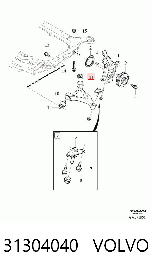 31304040 Volvo Silentblock de brazo de suspensión delantero inferior