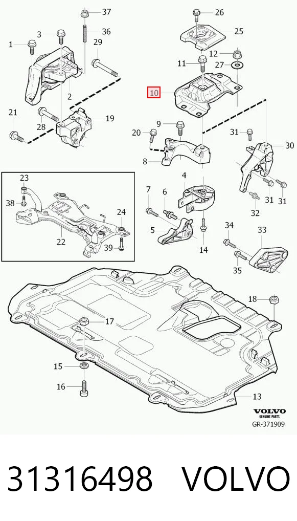 31316498 Volvo Soporte de motor izquierdo