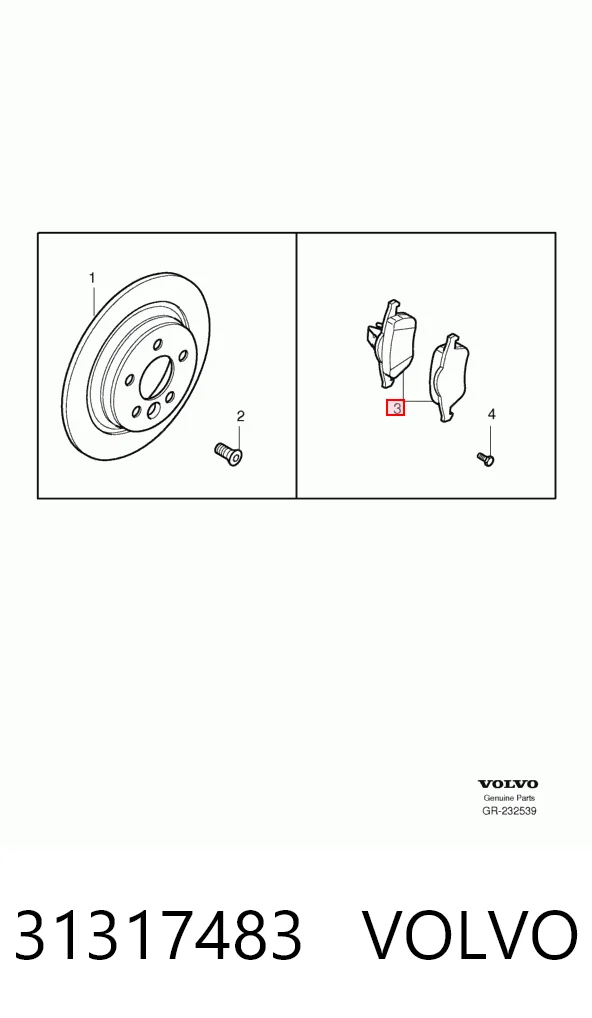 31317483 Volvo Pastillas freno traseras