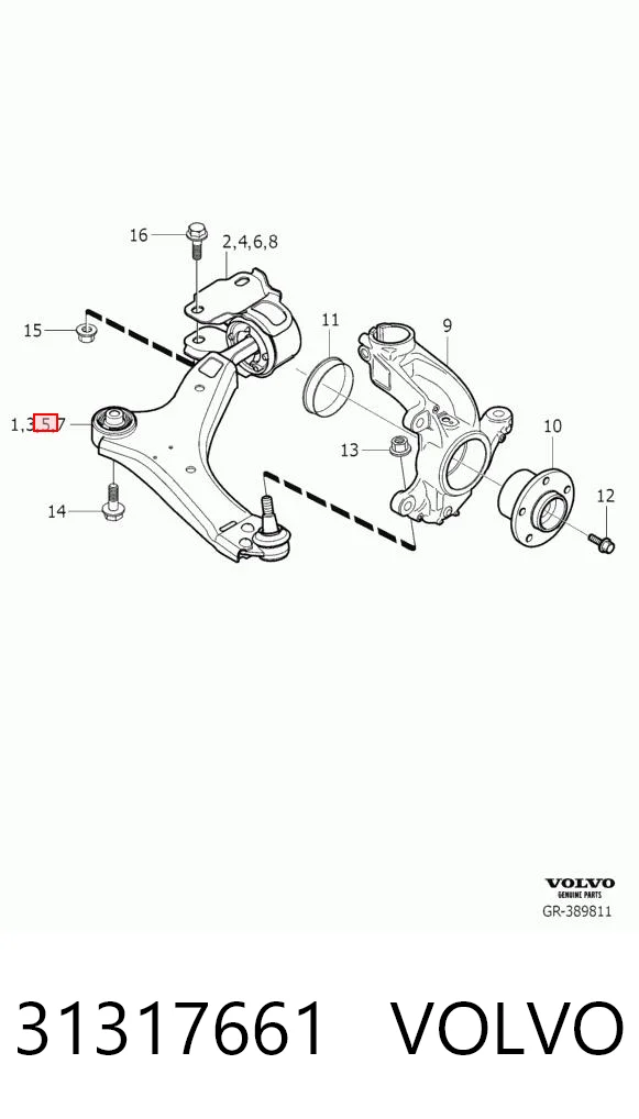 31317661 Volvo Brazo inferior izquierdo de la suspensión delantera
