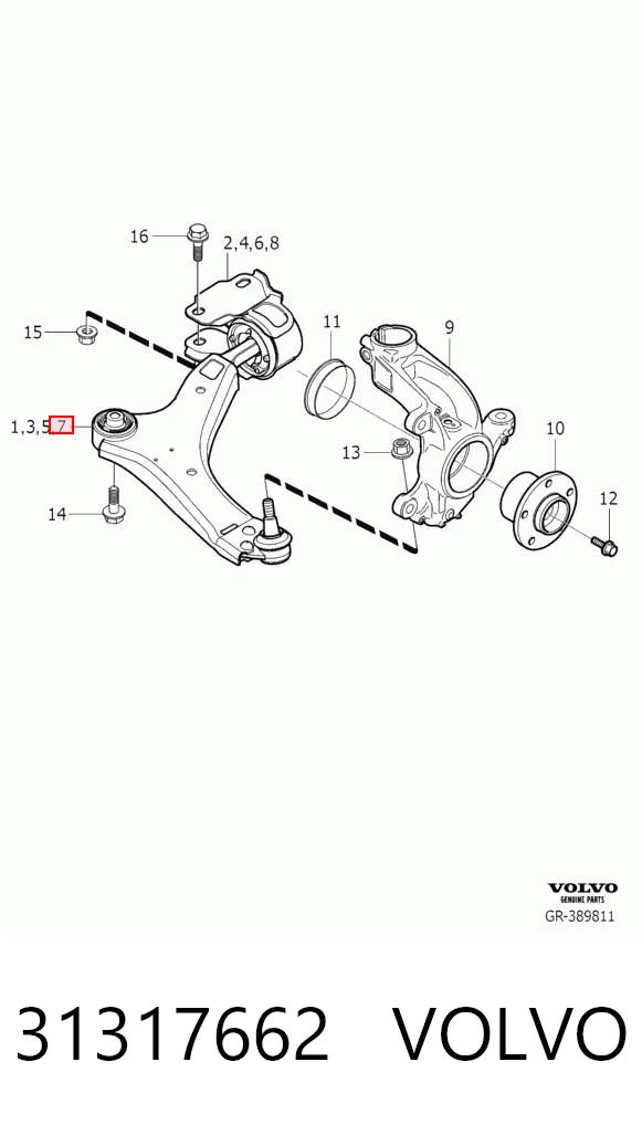 31317662 Volvo Brazo inferior derecho de la suspensión delantera