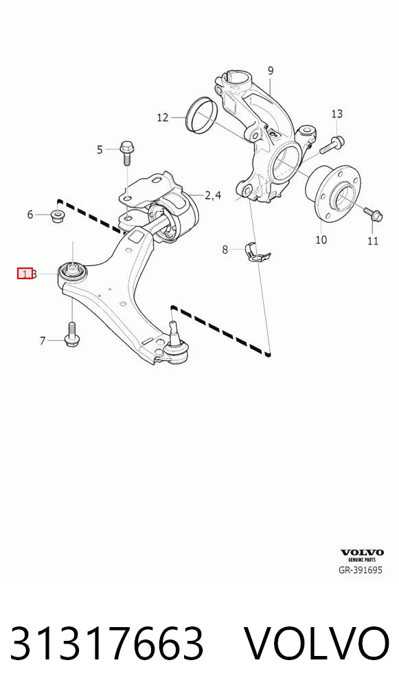 31317663 Volvo Brazo inferior izquierdo de la suspensión delantera