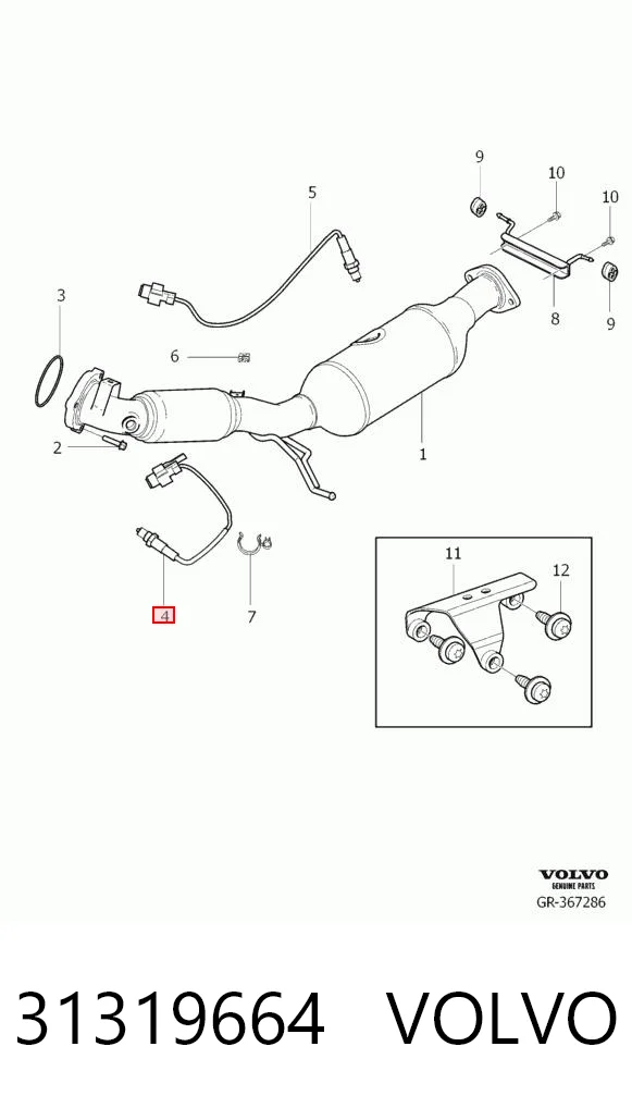 31319664 Volvo Sensor de oxígeno previo al catalizador