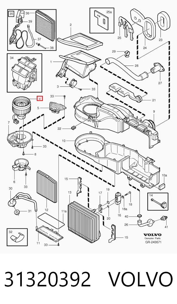 31320392 Volvo Ventilador de habitáculo