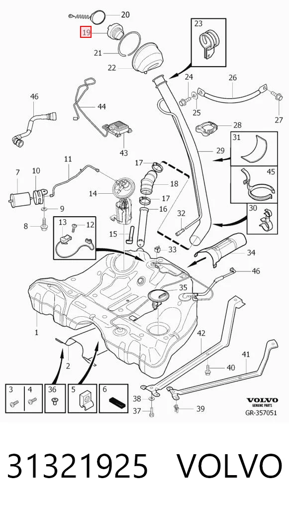 31321925 Volvo Tapa tanque combustible