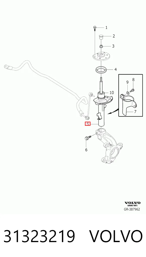 31323219 Volvo Amortiguador eje delantero derecha