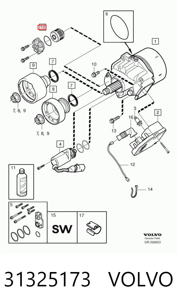 31325173 Volvo Filtro del diferencial trasero (embrague Haldex)