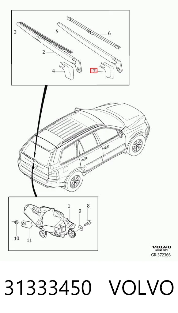 31333450 Volvo Limpiaparabrisas trasero