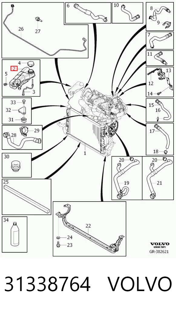 Depósito de expansión para Volvo V40  525, 526