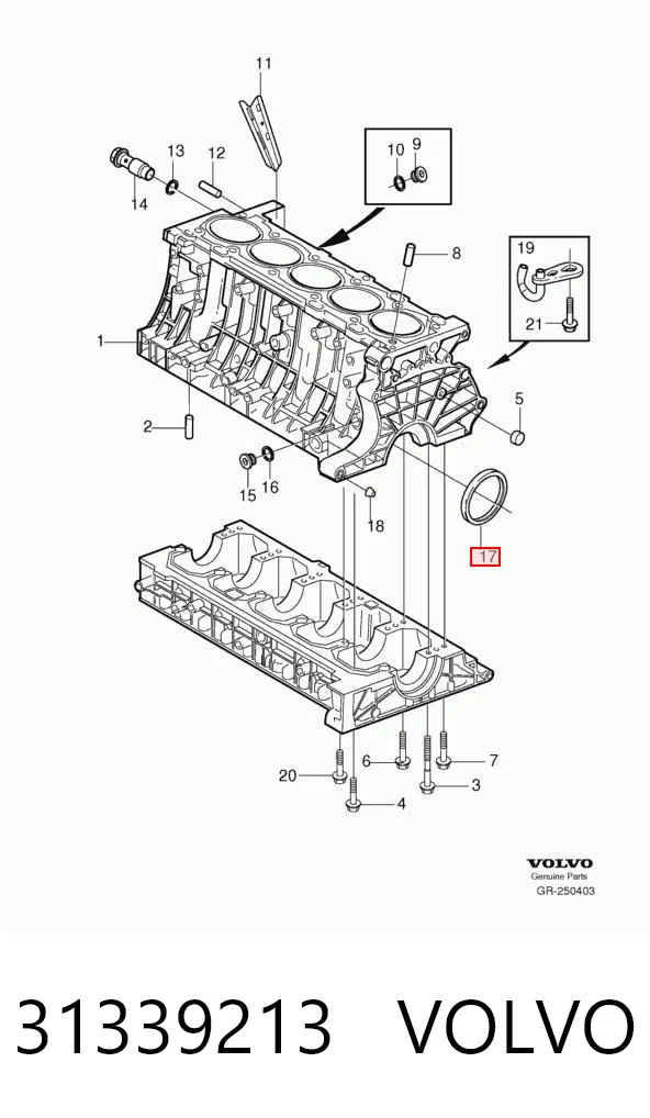 31339213 Volvo Anillo retén cigüeñal