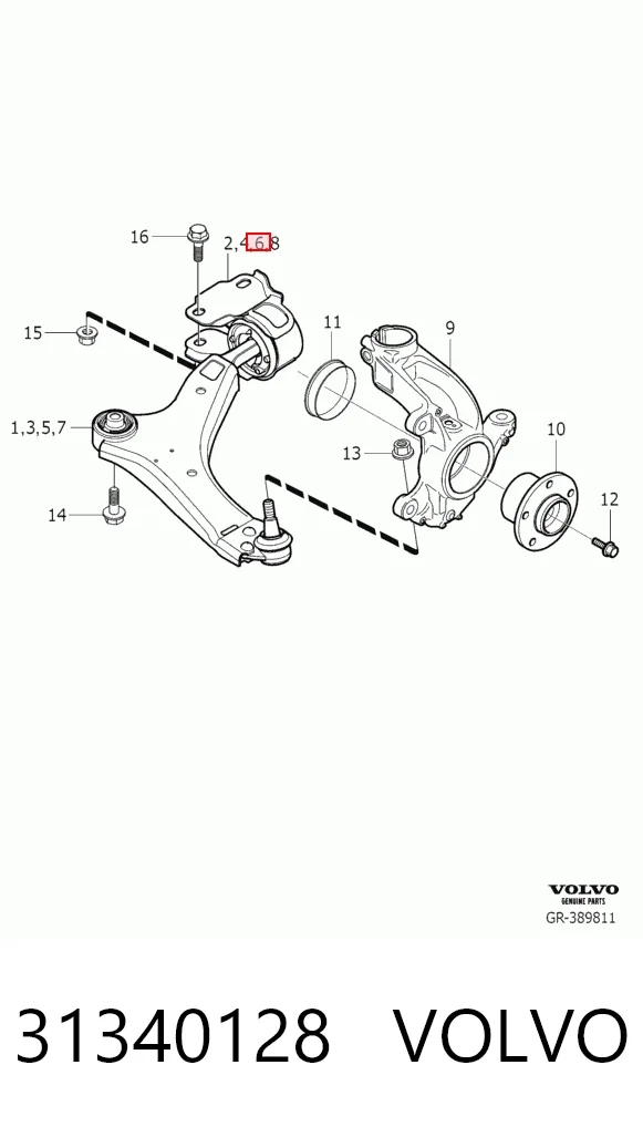 31340128 Volvo Brazo inferior izquierdo de la suspensión delantera