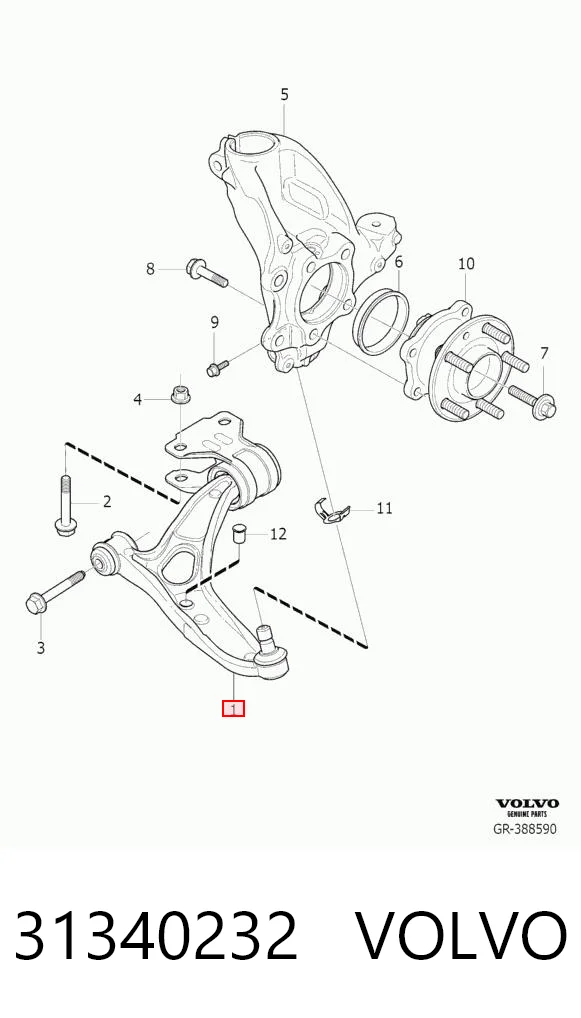 31340232 Volvo Brazo inferior izquierdo de la suspensión delantera