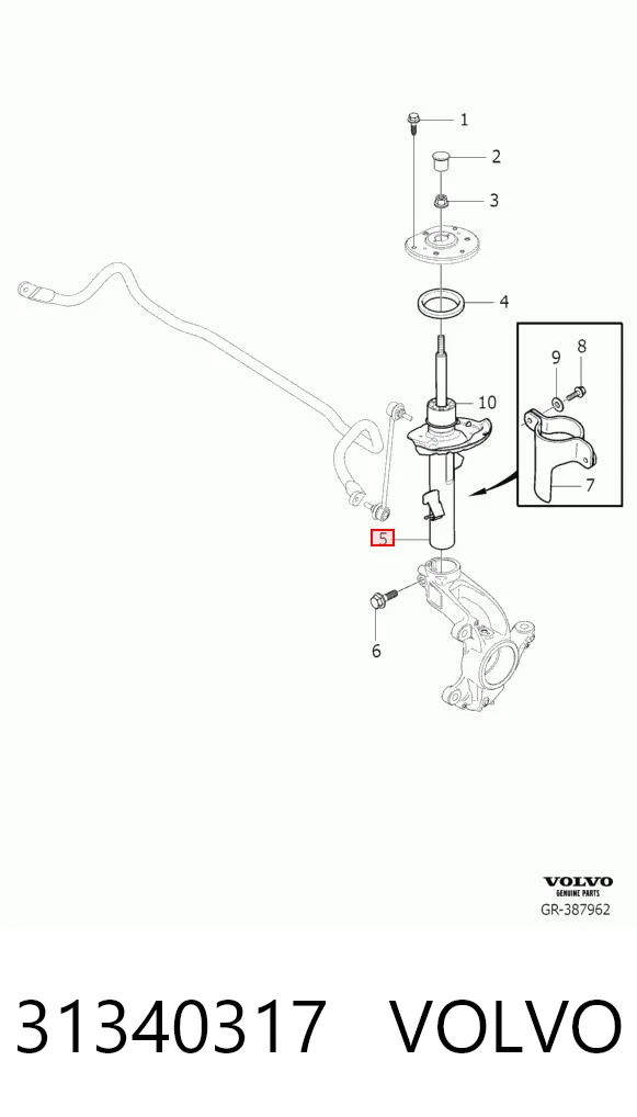 31340317 Volvo Amortiguador frontal izquierdo