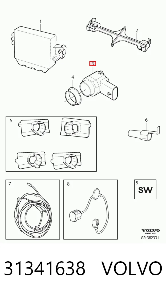 31341638 Volvo Sensor de estacionamiento delantero