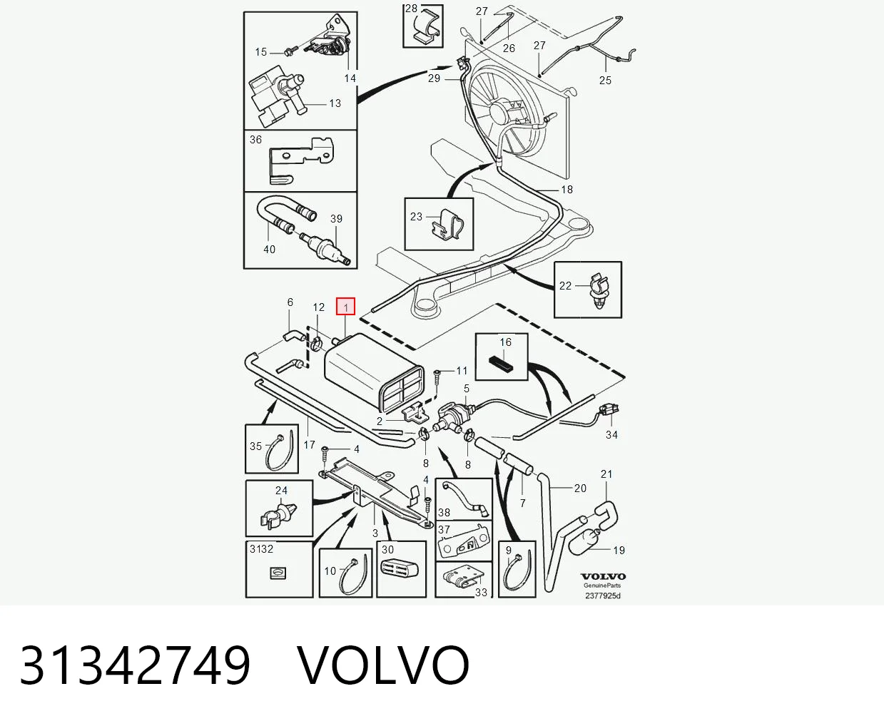 31342749 Volvo Filtro de carbon activo