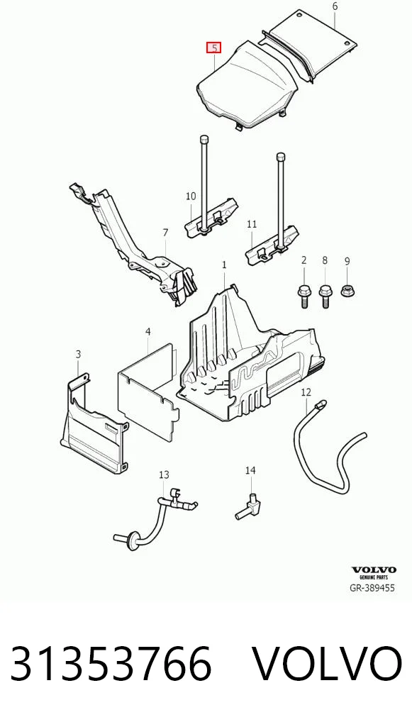 31353766 Volvo Tapa de la batería
