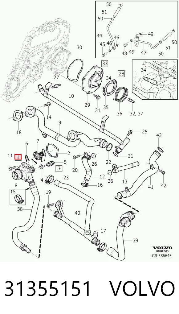 31355151 Volvo Termostato de agua