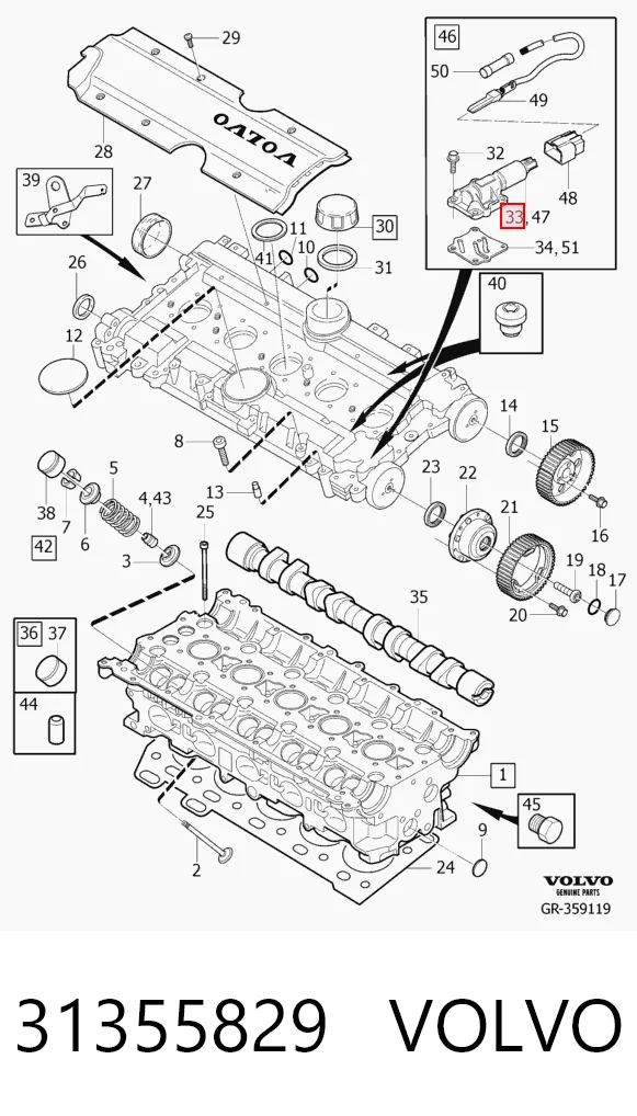 31355829 Volvo Válvula control, ajuste de levas
