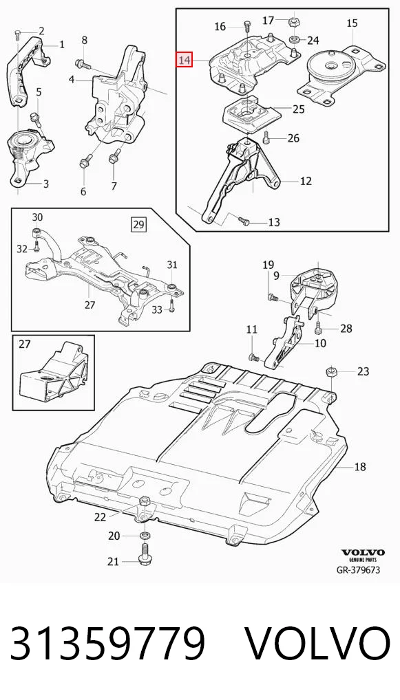 31359779 Volvo Soporte superior izquierdo del motor