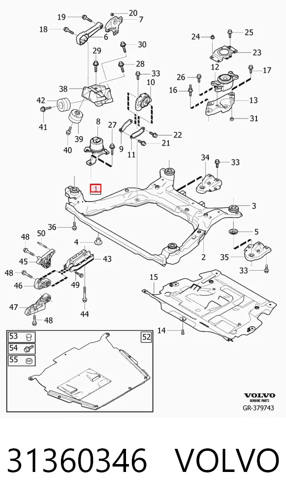 Subchasis delantero soporte motor 31360346 VOLVO