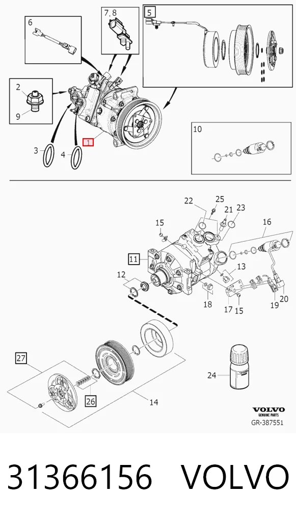 31366156 Volvo Compresor climatizador