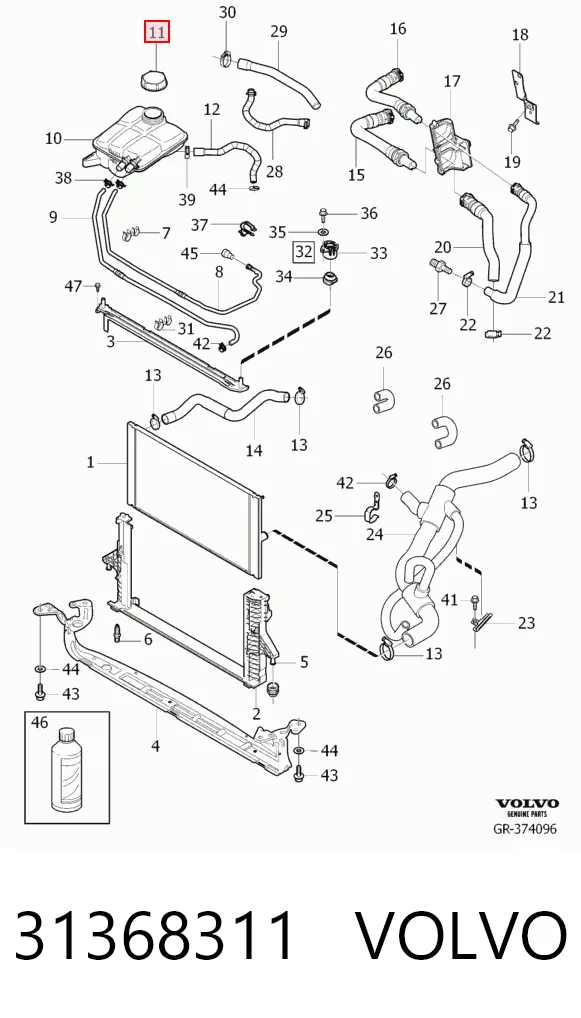31368311 Volvo Tapón del radiador de refrigerante