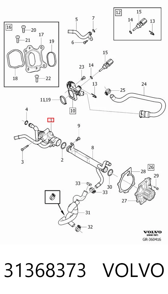 31368373 Volvo Termostato de agua