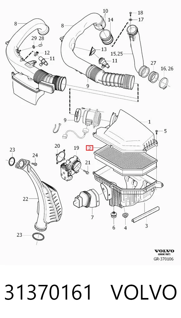 31370161 Volvo Filtro de aire de motor