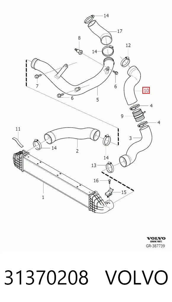 31370208 Volvo Manguera del intercooler