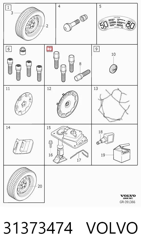 31373474 Volvo Tornillos para llantas