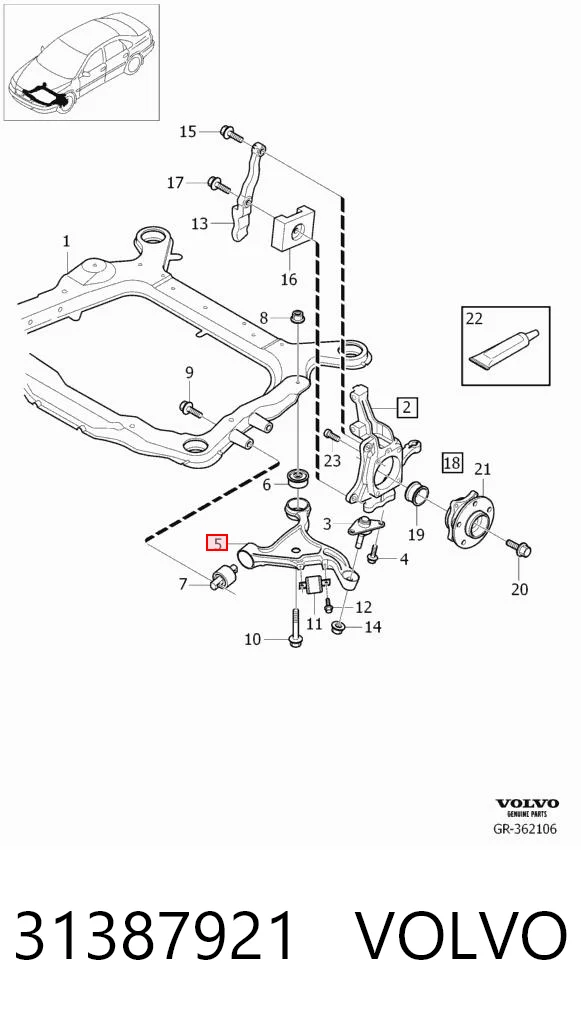 31387921 Volvo Brazo inferior izquierdo de la suspensión delantera