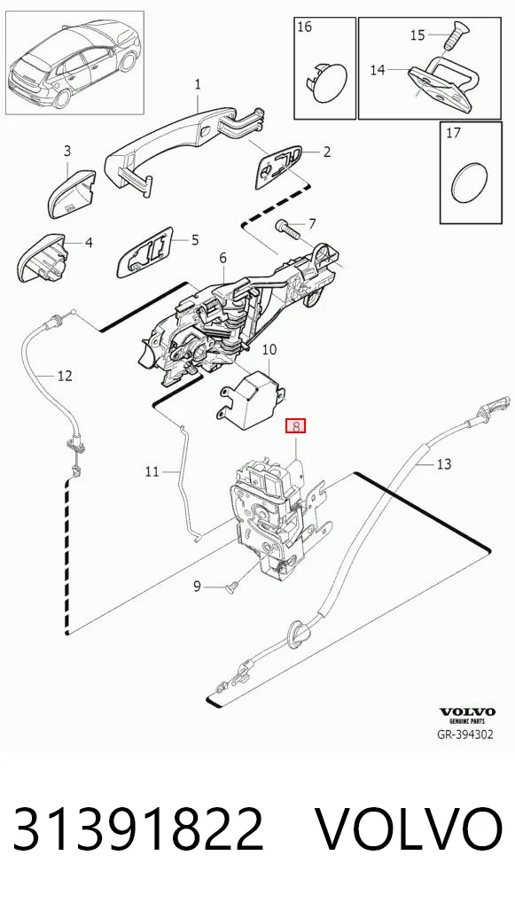 31391822 Volvo Cerradura de puerta