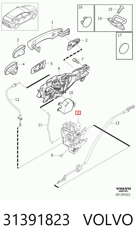 31391823 Volvo Cerradura delantera derecha