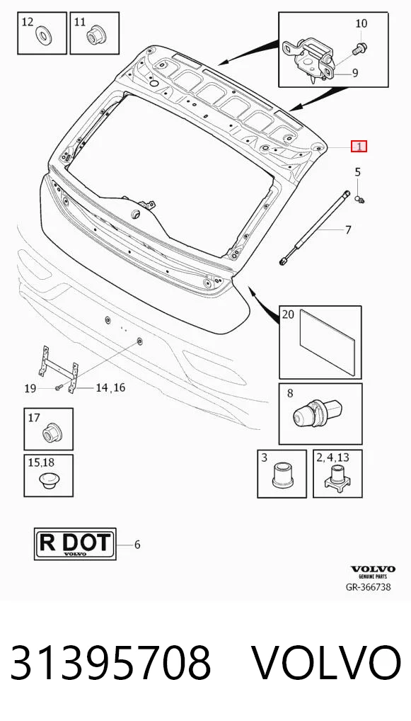 Porton trasero para Volvo V40  525, 526