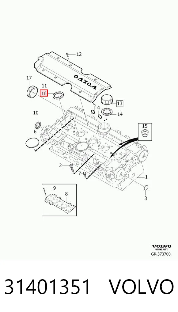 31401351 Volvo Junta de tapa de balancines, anillo