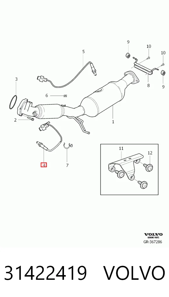 31422419 Volvo Sensor de oxígeno previo al catalizador