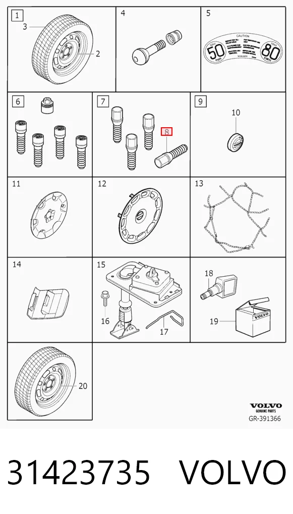 31423735 Volvo Tornillos para llantas