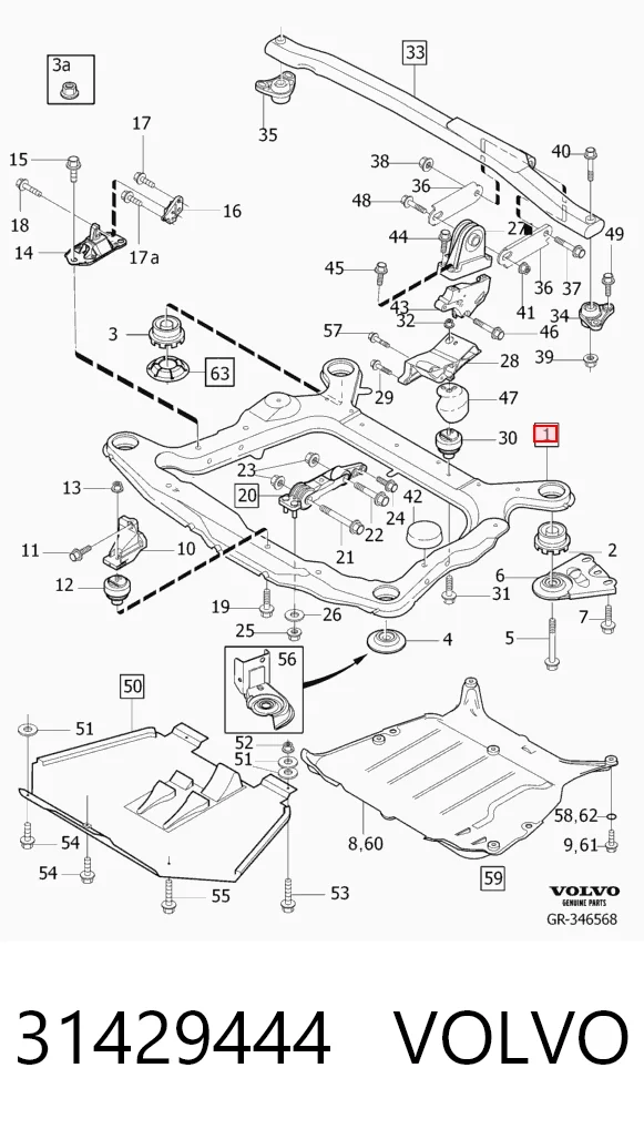 Comprar Subchasis delantero soporte motor Volvo S60 I RS, RH a bajo precio