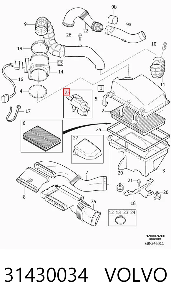 31430034 Volvo Válvula conmutadora del sistema de admisión de aire