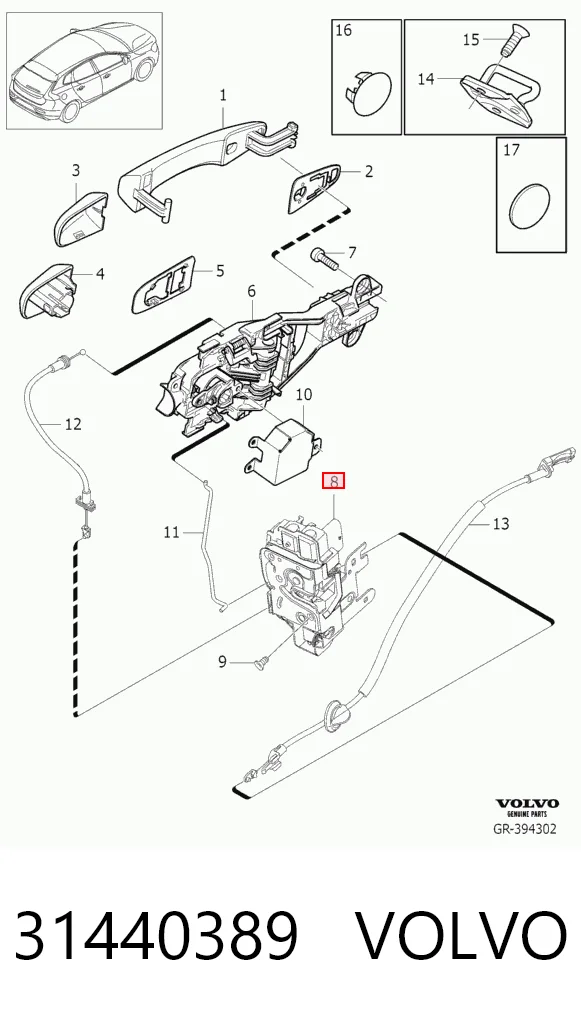 31440389 Volvo Cerradura de puerta