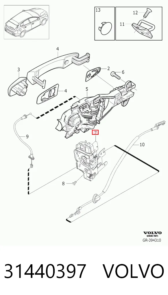 31440397 Volvo Cerradura de puerta trasera izquierda
