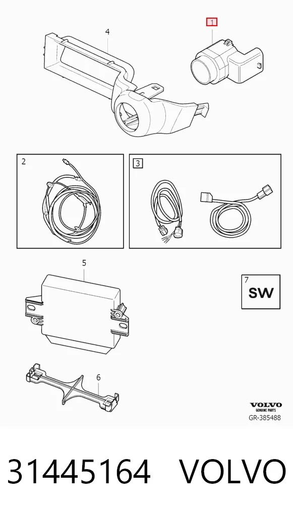 31445164 Volvo Sensor lateral delantero/trasero de aparcamiento