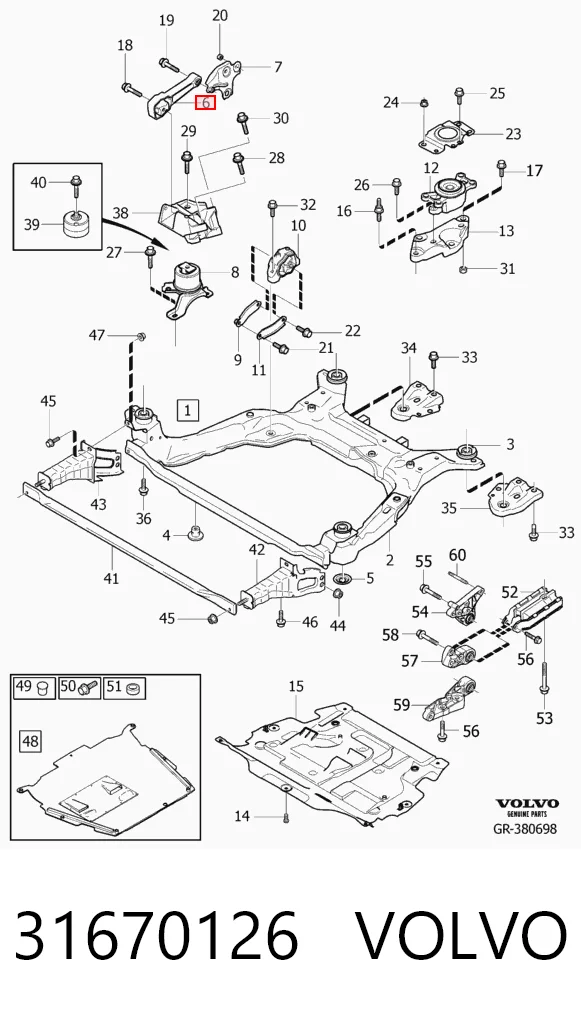 31670126 Volvo Soporte de motor derecho