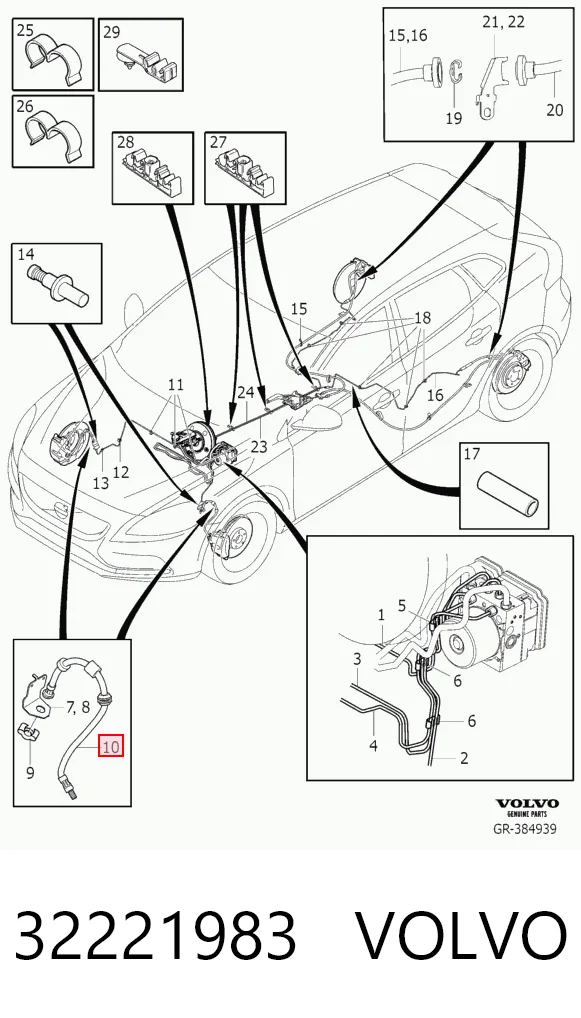 Tubo flexible de frenos delantero Volvo V40 (525, 526)