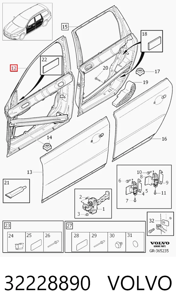 Puerta delantera para Volvo S80 II AS, AR