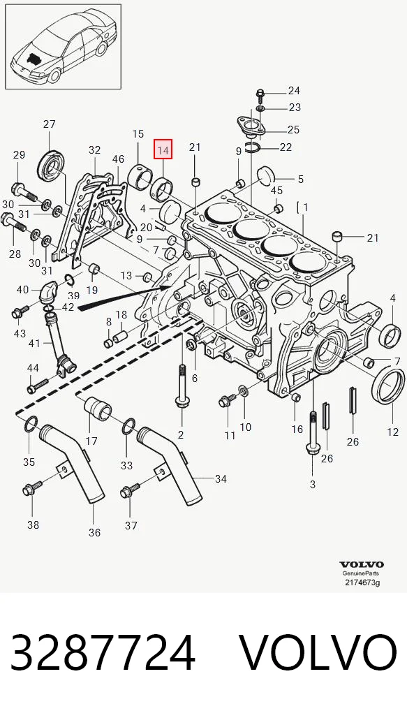Buje de la bomba de aceite del motor 3287724 VOLVO