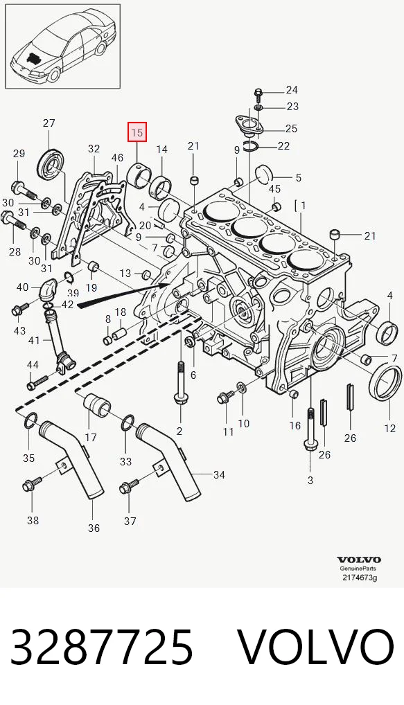Buje de la bomba de aceite del motor 3287725 VOLVO