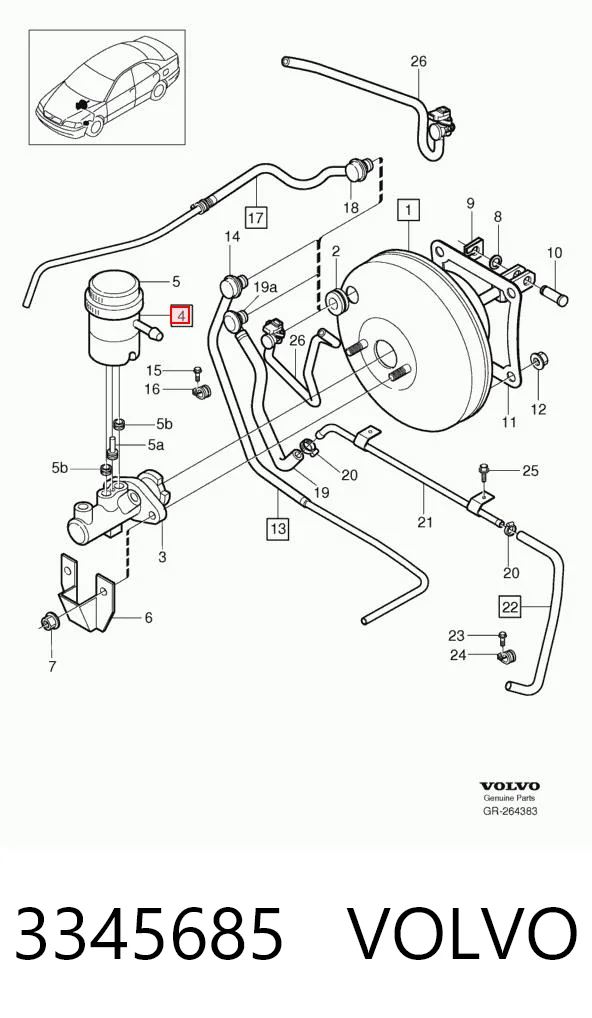 Depósito del líquido de frenos del cilindro maestro 3345685 VOLVO