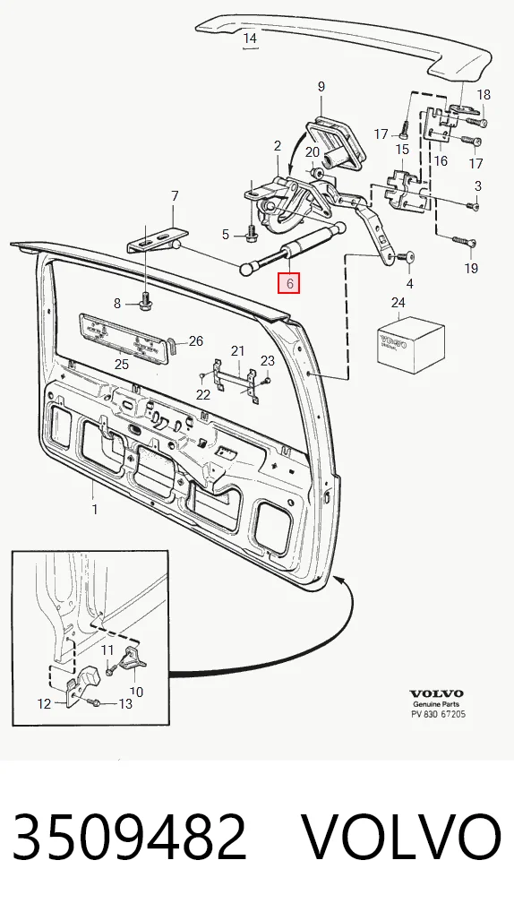3509482 Volvo Amortiguador de porton